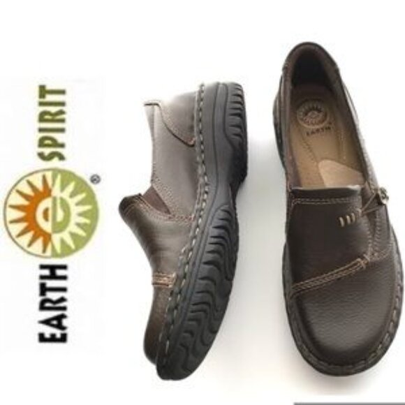 Earth Spirit Brown Pebbled Leather Slip-On Loafers - Picture 13 of 15